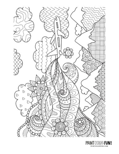 Airplane adult coloring page at PrintColorFun com