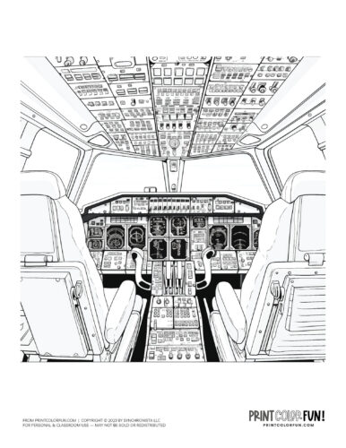 Airplane cockpit coloring page from PrintColorFun com