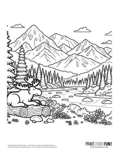 Alaska outdoor scene coloring page clipart from PrintColorFun com (4)