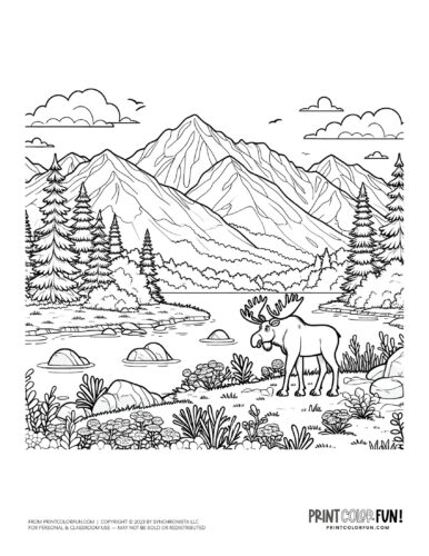 Alaska outdoor scene coloring page clipart from PrintColorFun com (5)
