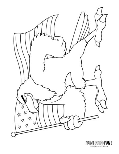 American flag and bald eagle icon coloring page clipart from PrintColorFun com