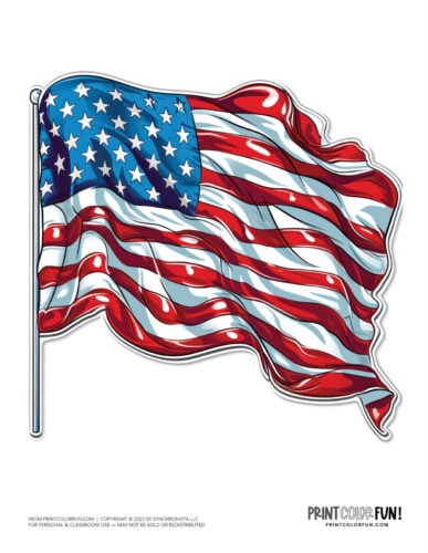 American flag clipart graphic from PrintColorFun com