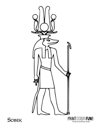 Ancient Egyptian god Sobek coloring page