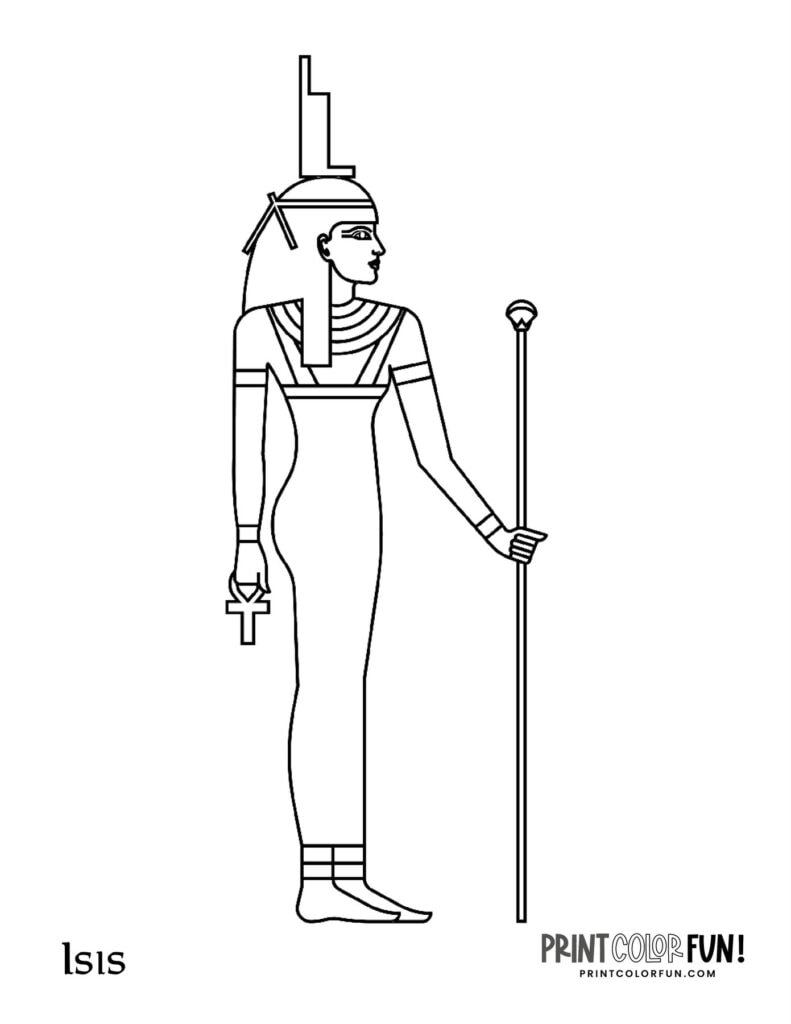 16 ancient Egyptian gods and goddesses: Coloring page printables ...