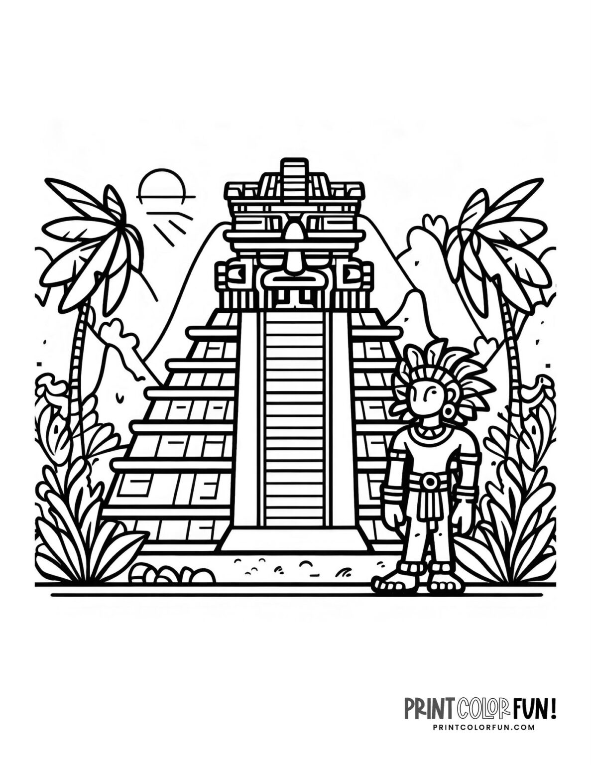 These 10 Mayan pyramid coloring pages can make ancient history fun!, at