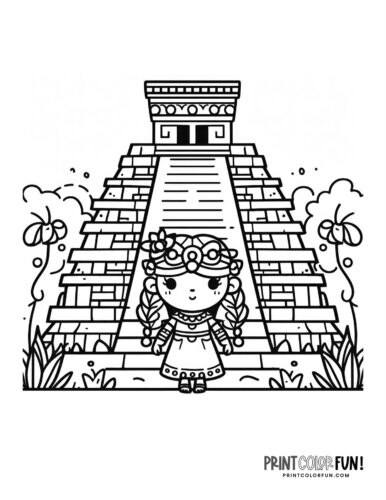 Ancient Mayan pyramid coloring page (5)