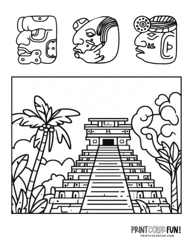 Ancient Mayan pyramid coloring page (6)