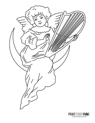 Angel art to color from PrintColorFun com 1