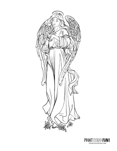 Angel art to color from PrintColorFun com 5