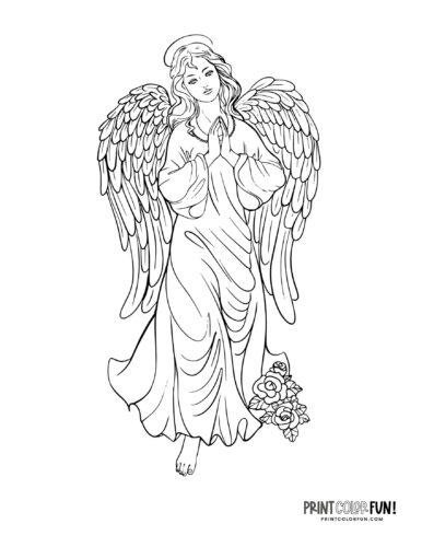 Angel art to color from PrintColorFun com 6