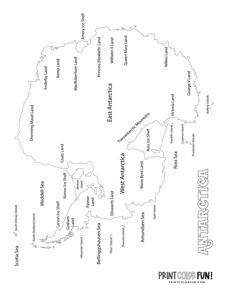 Antarctica Map Coloring Page
