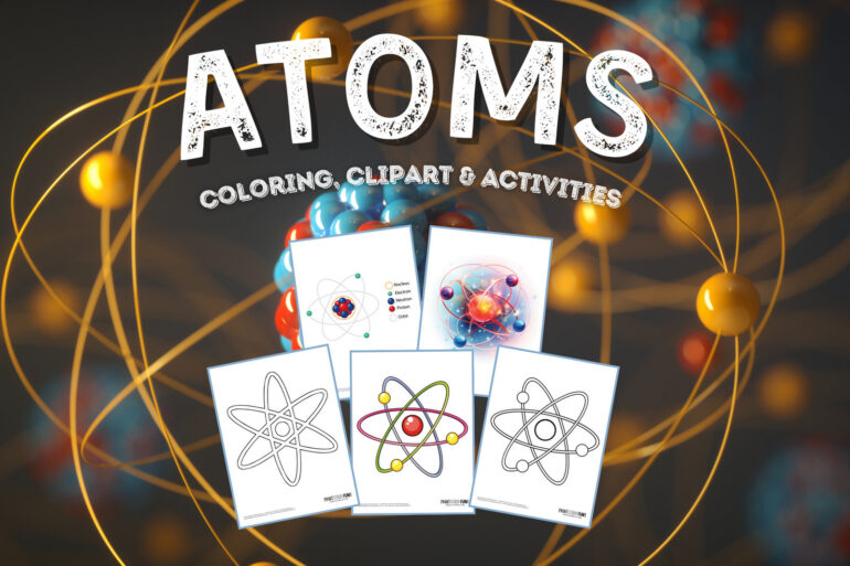 Atoms - coloring pages and clipart printables from PrintColorFun com