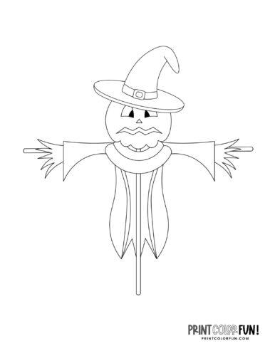 Autumn scarecrow coloring book page (2)