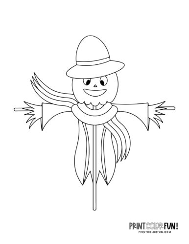 Autumn scarecrow coloring book page (3)