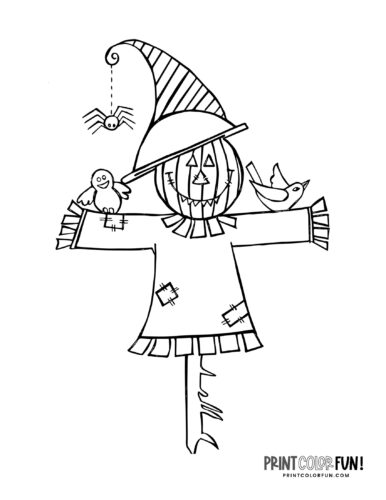 Autumn scarecrow coloring book page (4)