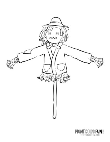 Autumn scarecrow coloring book page (5)