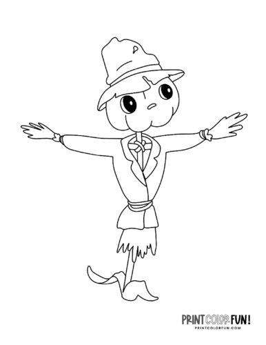 Autumn scarecrow coloring book page (6)