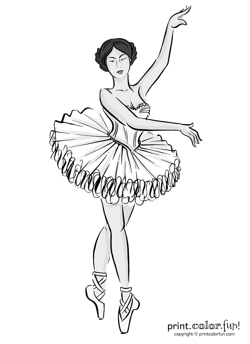 Ballet dancer in a tutu coloring page - Print. Color. Fun!