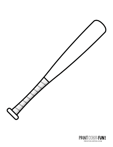 Baseball and two bats printable coloring page (2)