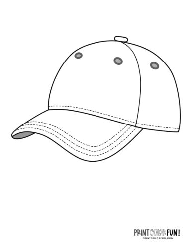 Baseball gear coloring pages: Balls & bats, mitts & hats - Print Color Fun!