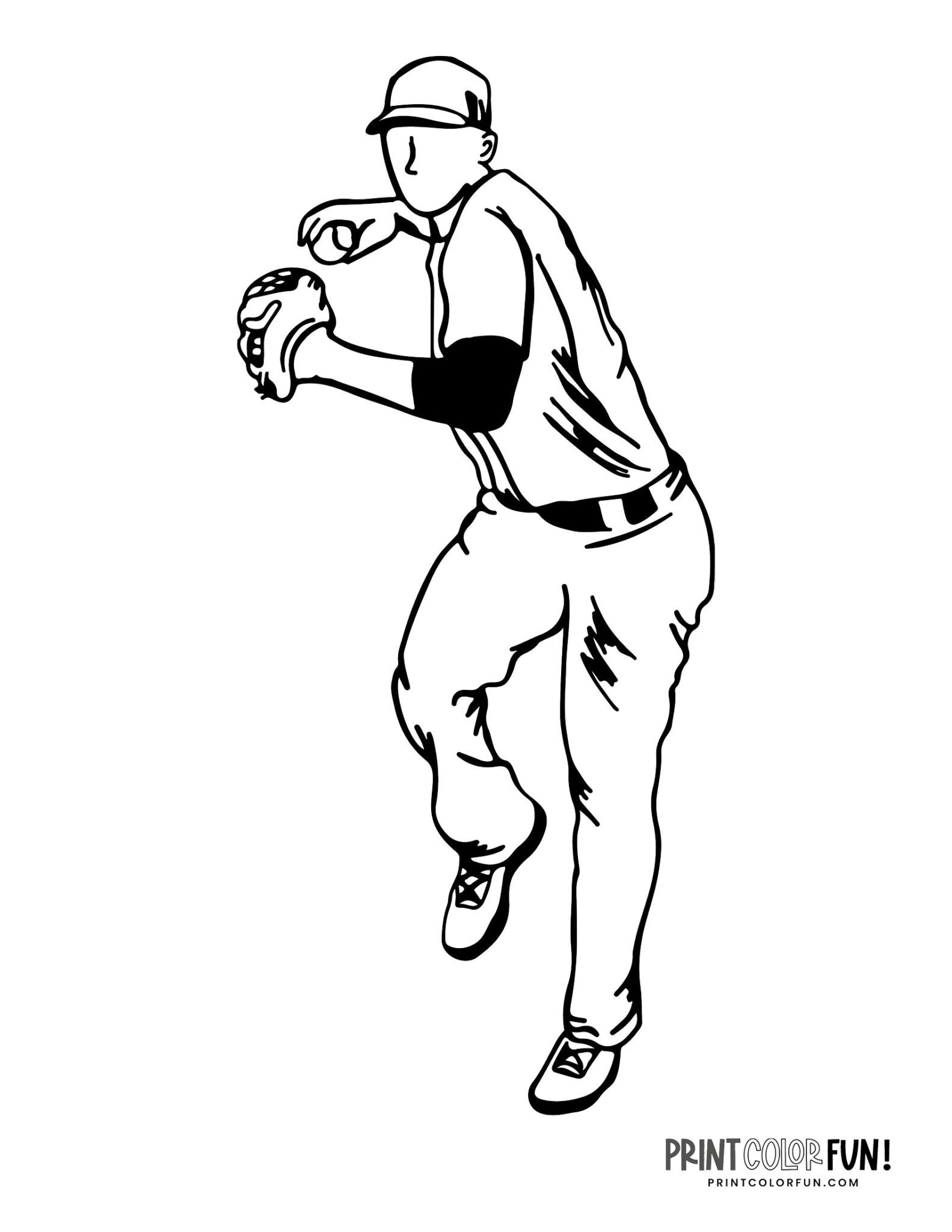 16 baseball player coloring pages & clipart: Free sports printables, at ...