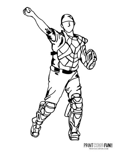 Catcher - Baseball player coloring page