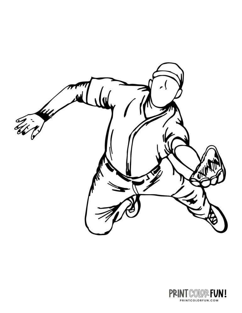 14 baseball player coloring pages: Free sports printables - Print Color