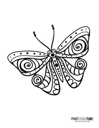 Basic butterfly clip art coloring page - PrintColorFun com