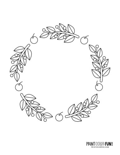 Basic wreath design with simple lines coloring page at PrintColorFun com
