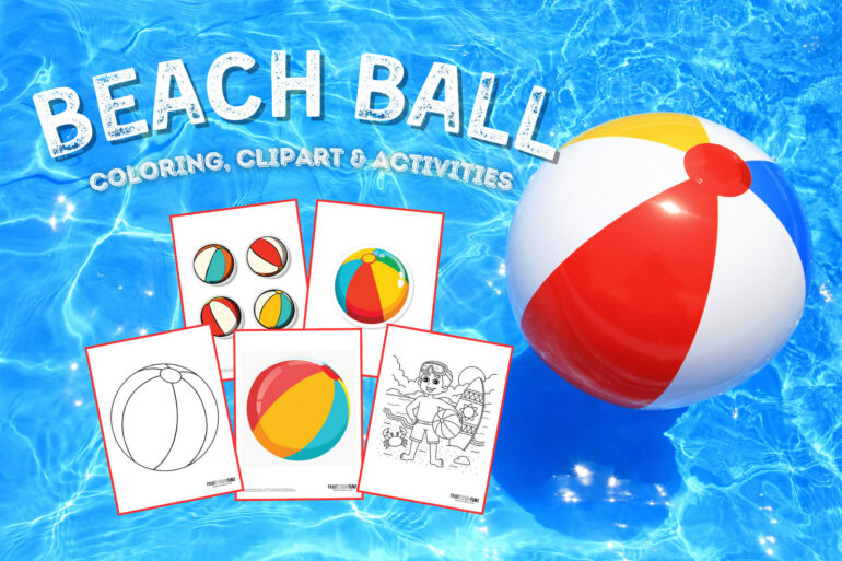 Beach ball coloring pages, clipart and more from PrintColorFun com