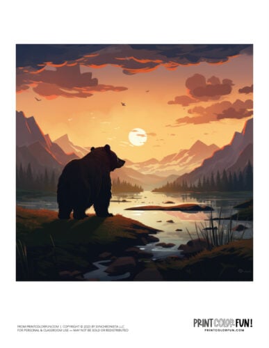Bear clipart scene drawing from PrintColorFun com (1)