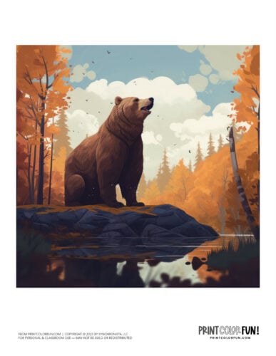 Bear clipart scene drawing from PrintColorFun com (2)