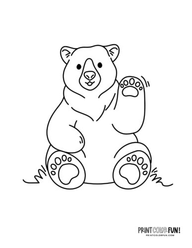 Bear saying hi coloring page - PrintColorFun com
