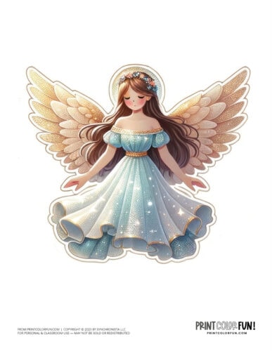 Beautiful angel color clipart from PrintColorFun com 1