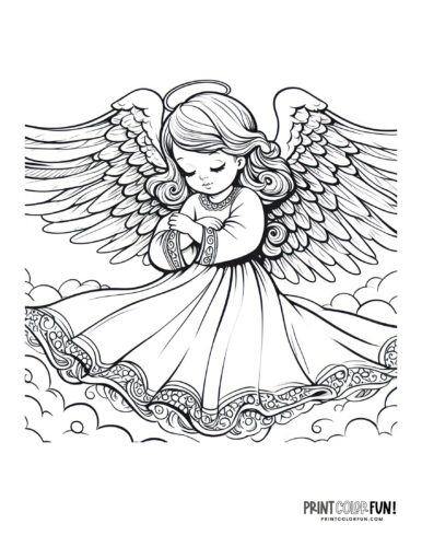 Beautiful angel coloring clipart at PrintColorFun com 3