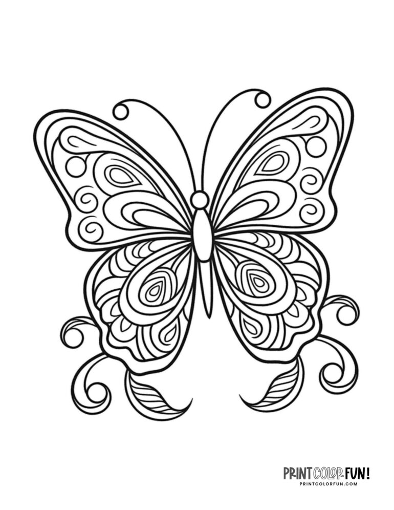 60+ butterfly coloring pages & clipart collection, with both easy ...