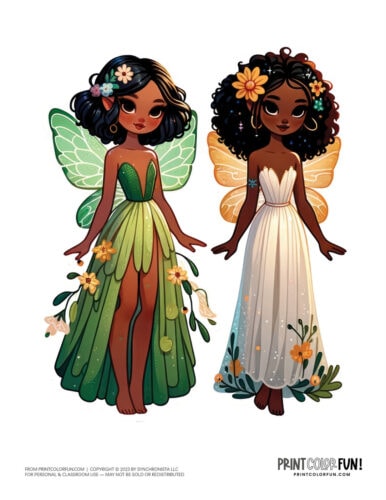 Beautiful fairies color clipart from PrintColorFun com 1