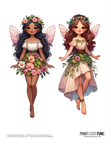 Beautiful fairies color clipart from PrintColorFun com 3