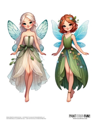 Beautiful fairies color clipart from PrintColorFun com 4