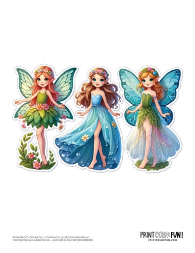Beautiful fairies color clipart from PrintColorFun com 5