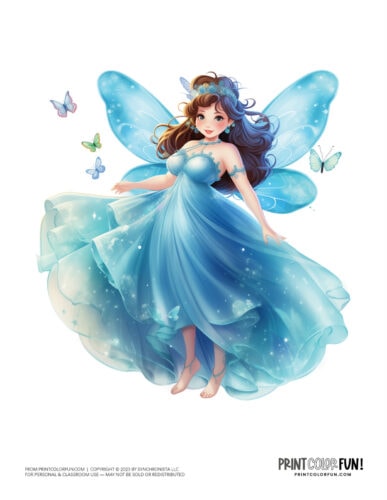 Beautiful fairy woman color clipart from PrintColorFun com 1