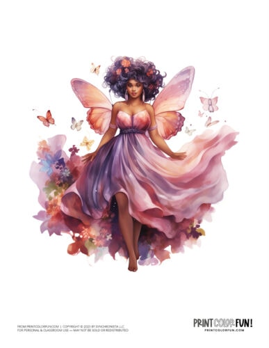 Beautiful fairy woman color clipart from PrintColorFun com 5