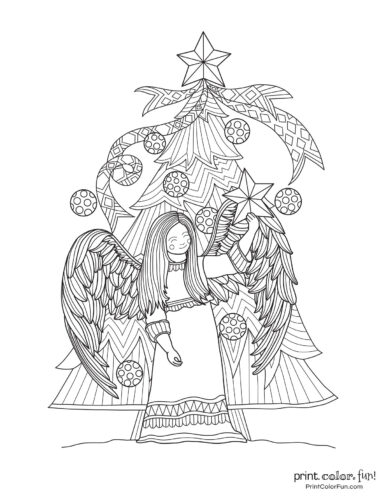 Beautiful fancy Christmas tree with an angel