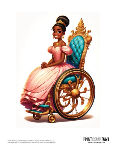 Beautiful princess with wheelchair color clipart from PrintColorFun com 4