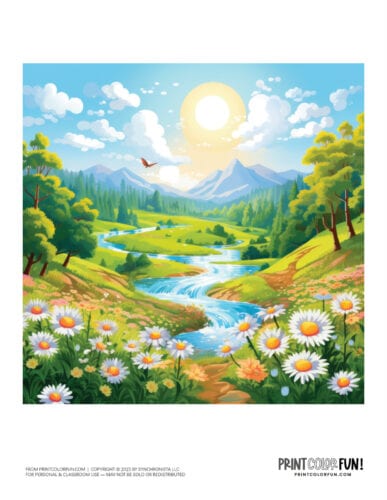 Beautiful sunny day in the country color clipart from PrintColorFun com (2)