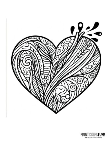 Beautiful tangled heart adult coloring page from PrintColorFun com 3