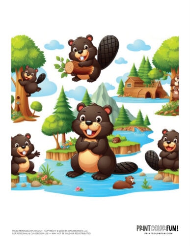 Beaver animal color clipart from PrintColorFun com (02)