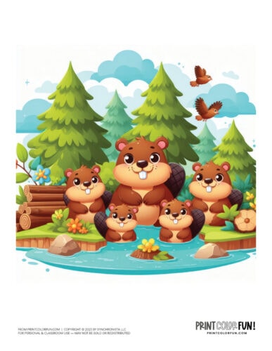 Beaver animal color clipart from PrintColorFun com (03)