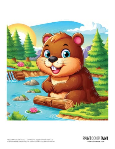 Beaver animal color clipart from PrintColorFun com (04)