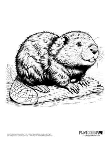 Beaver animal color clipart from PrintColorFun com (05)